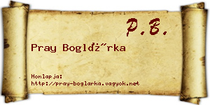 Pray Boglárka névjegykártya